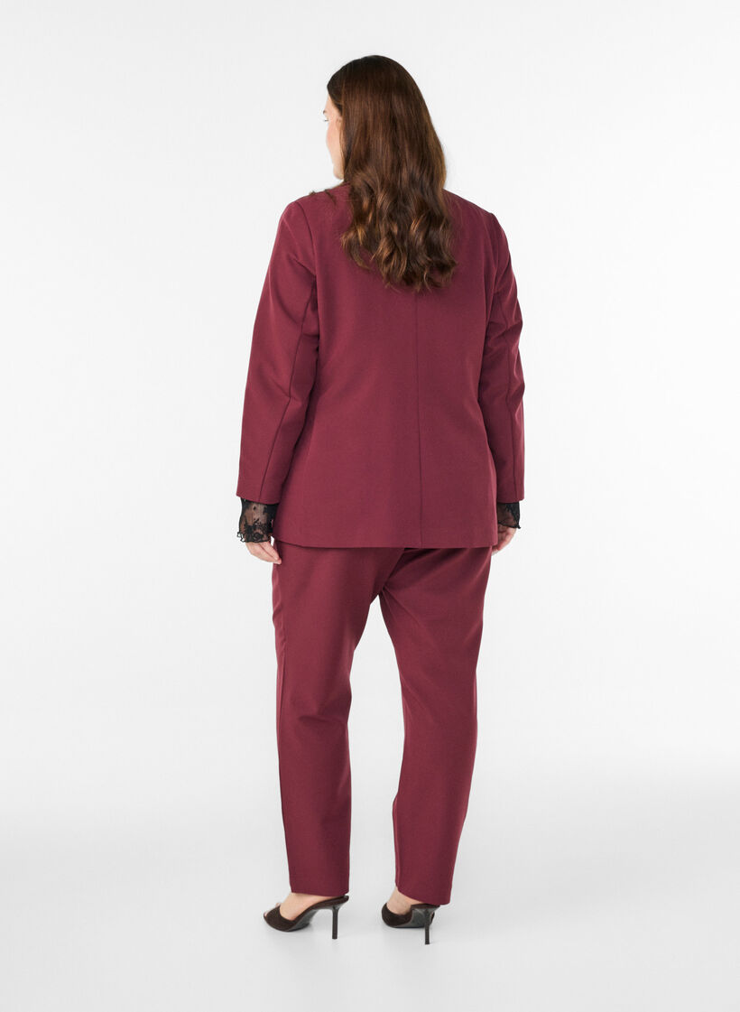 Trousers with pockets and straight legs, Red, Model image number 1