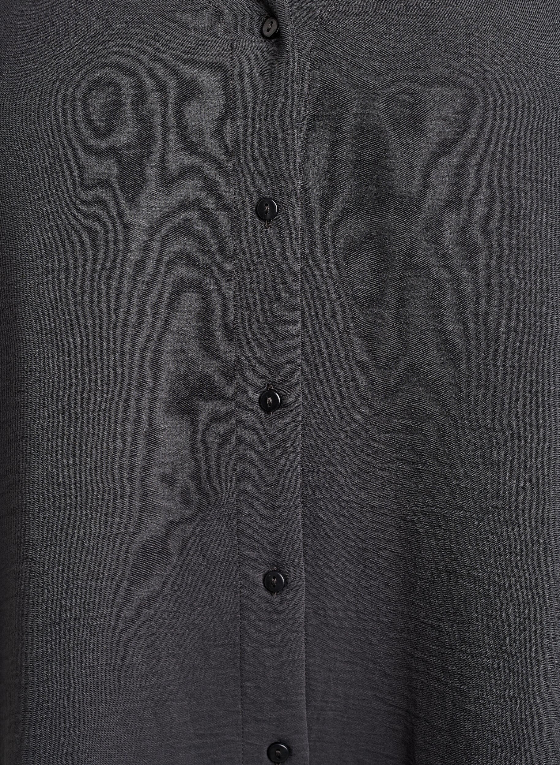 Zizzifashion Shirt blouse with V-neck and 3/4 sleeves, Dark Grey, Packshot image number 2