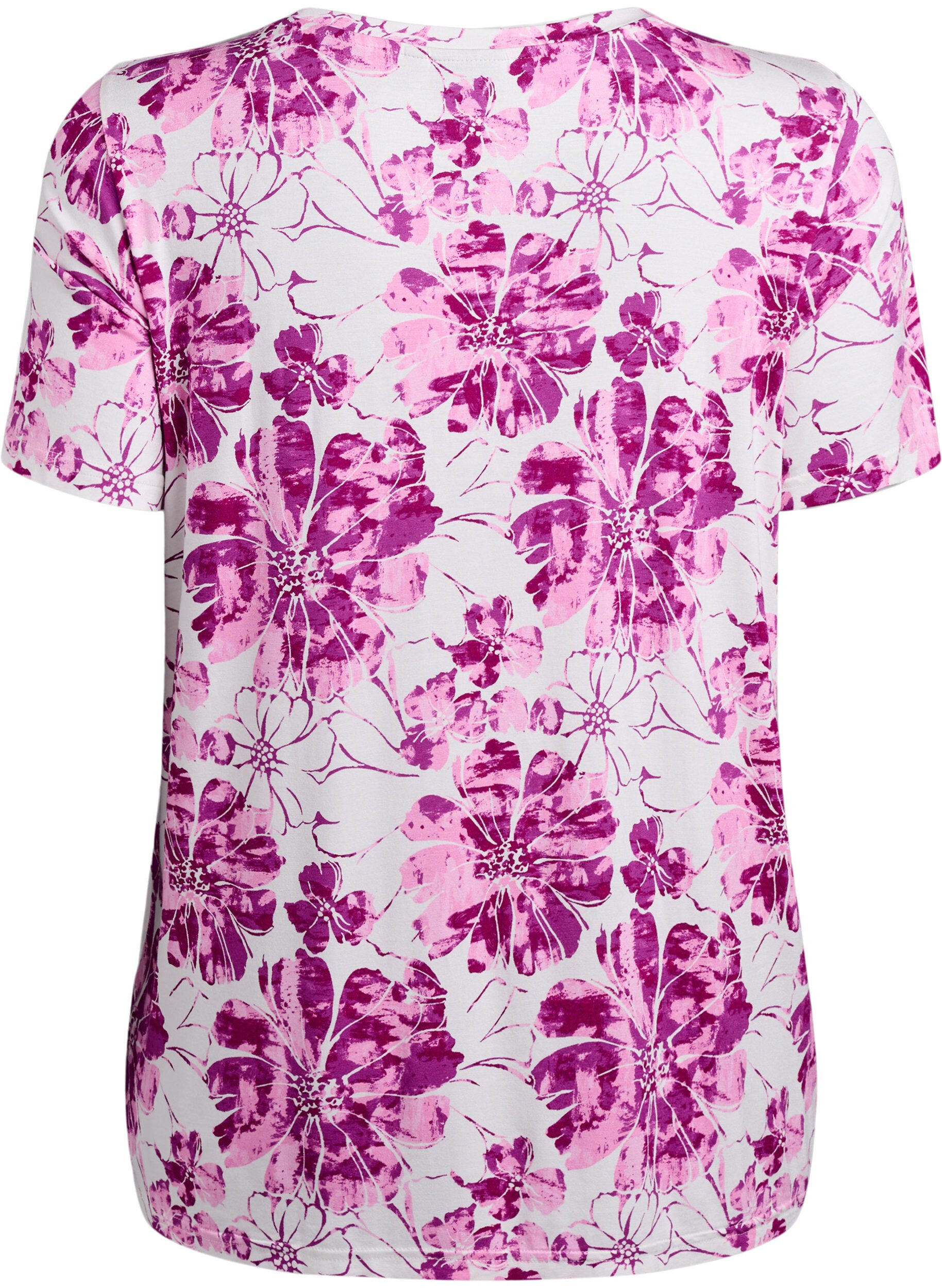 Zizzifashion T-shirt with floral print, Pink, Packshot image number 1