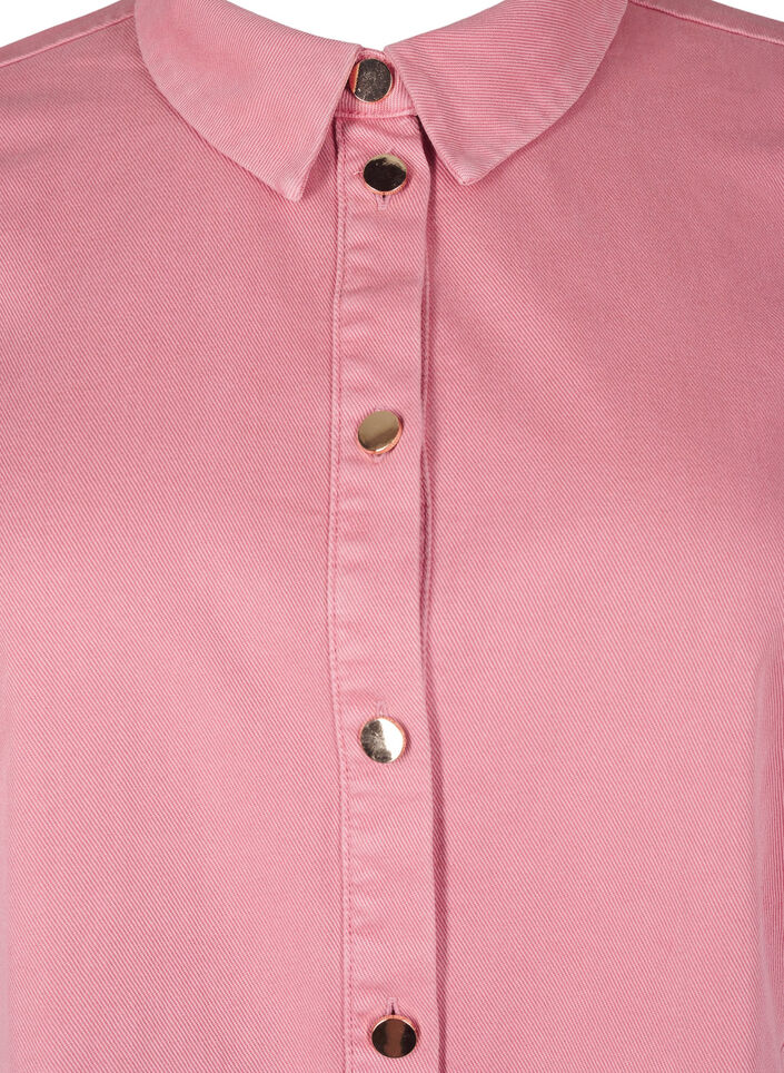 Coloured denim shirt dress with mesh details, Heather Rose, Packshot image number 2