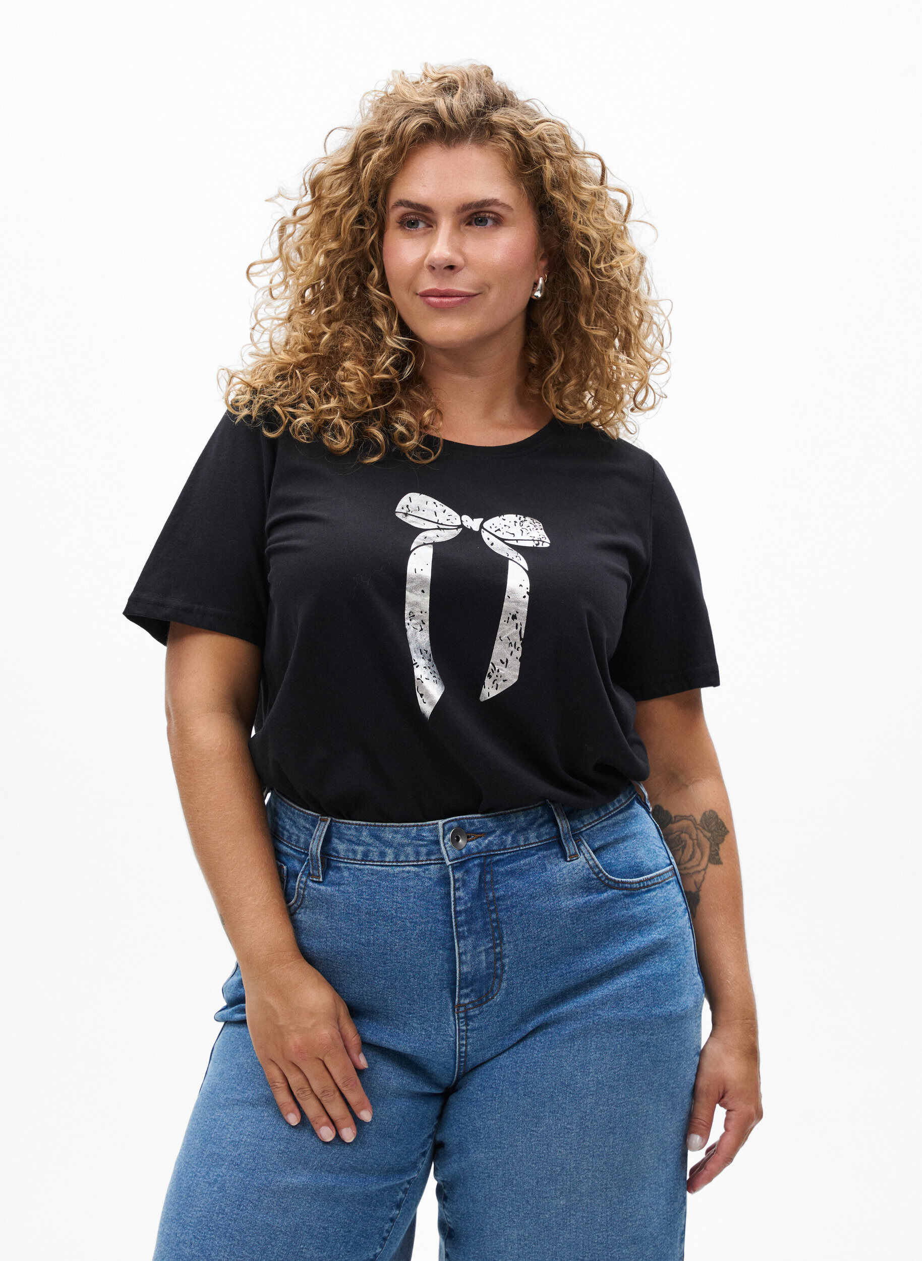 ZizzifashionT-shirt with motif, Black, Model image number 0