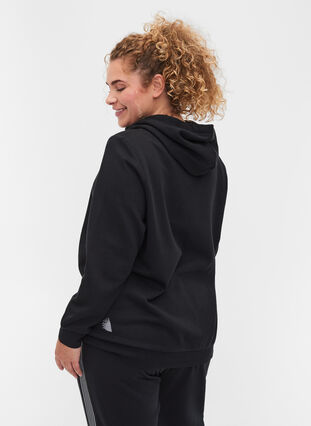 Hoodie with a text print, Black, Model image number 1
