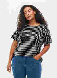 Basics cotton t-shirt 2-pack, Black/Black Stripe, Model
