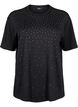 T-shirt with rhinestones and round neck, Black, Packshot image number 0