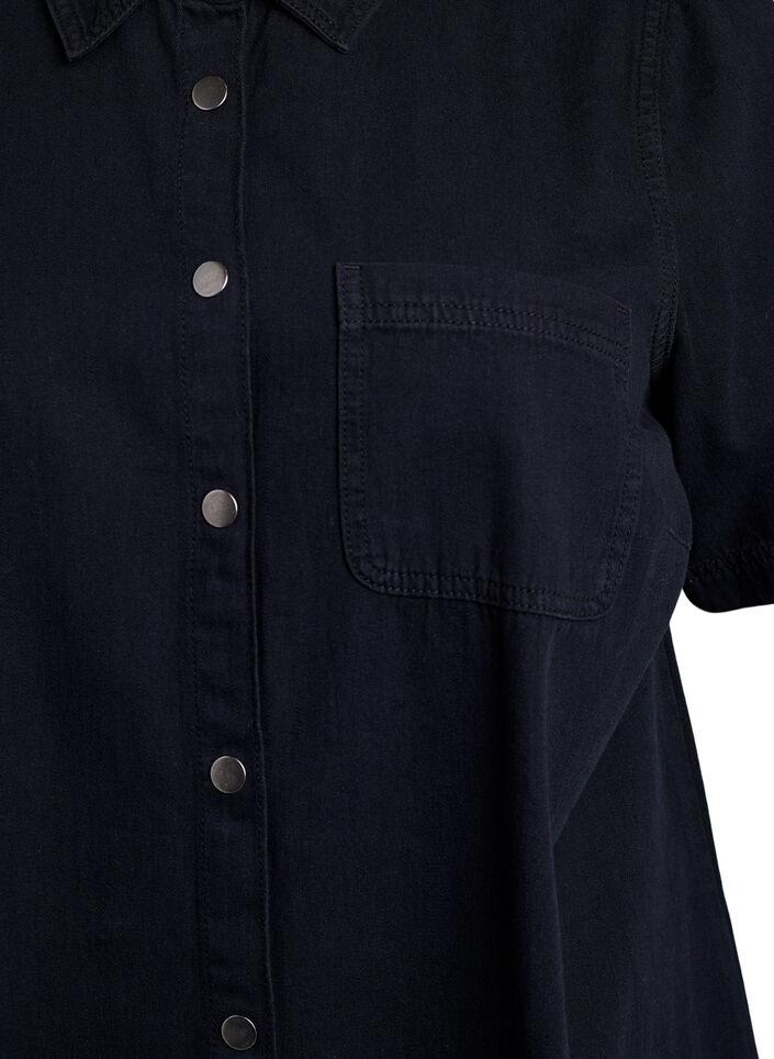 Denim shirt dress with short sleeves, Black, Packshot image number 2