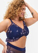 Lace bra with string detail and padding, Blue, Model image number 2