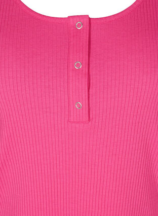 Top with a round neck in ribbed fabric, Fuchsia Purple, Packshot image number 2