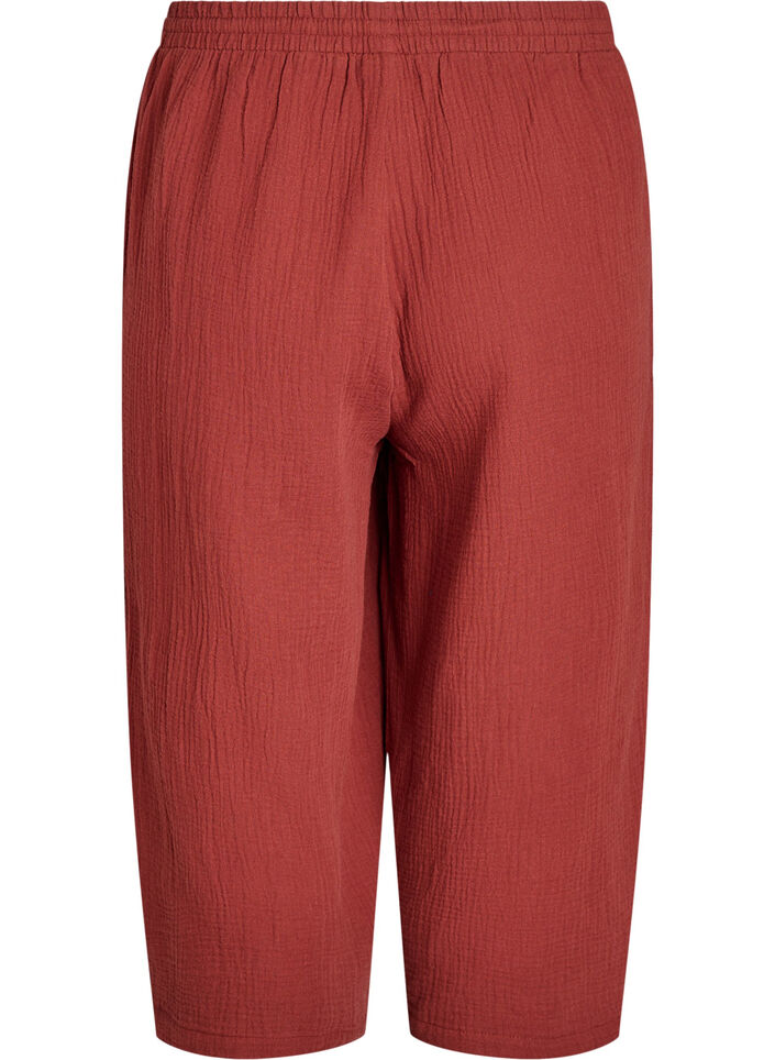 Culotte trousers in cotton muslin with high waist, Red, Packshot image number 1