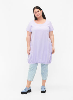 Short sleeve cotton dress, Lavender, Model image number 2