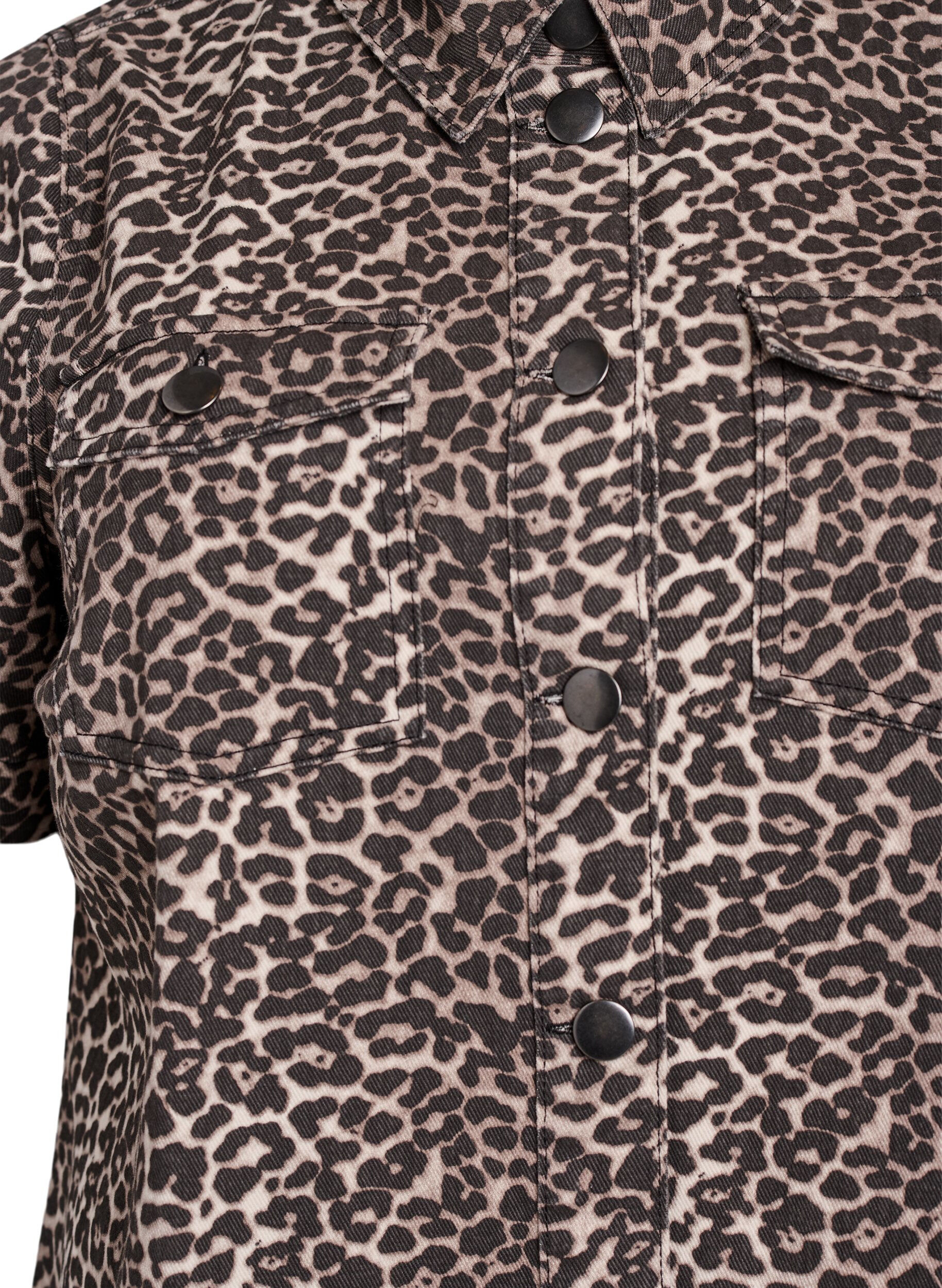 Zizzifashion Denim shirt dress with leopard print, Brown, Packshot image number 2