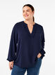 Long-sleeved blouse with structure, Navy Blazer, Model image number 0