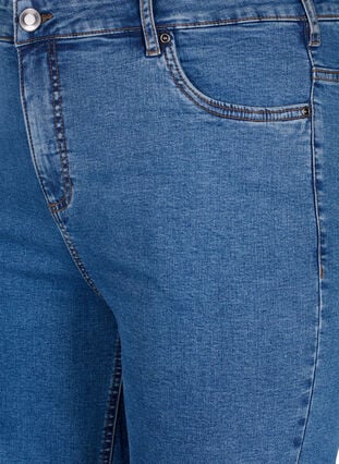 Tight fitting denim shorts with a high waist, Blue Denim, Packshot image number 2