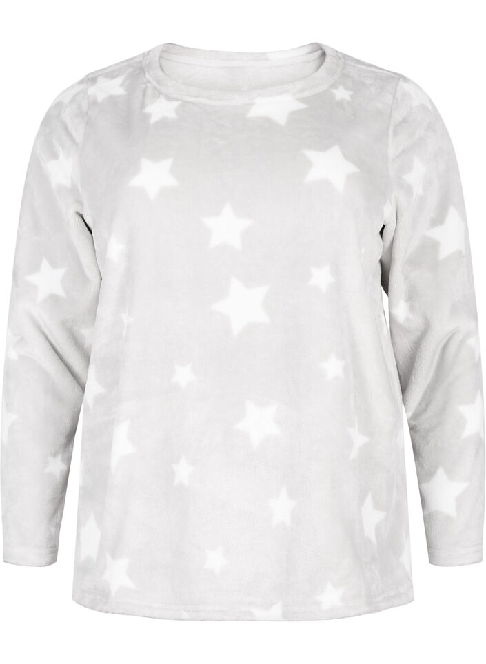 Long-sleeved blouse with stars, Grey Star, Packshot image number 0
