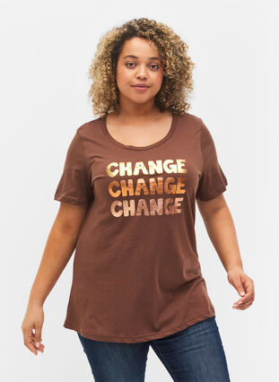 Short-sleeved cotton t-shirt, Chestnut Change, Model image number 0