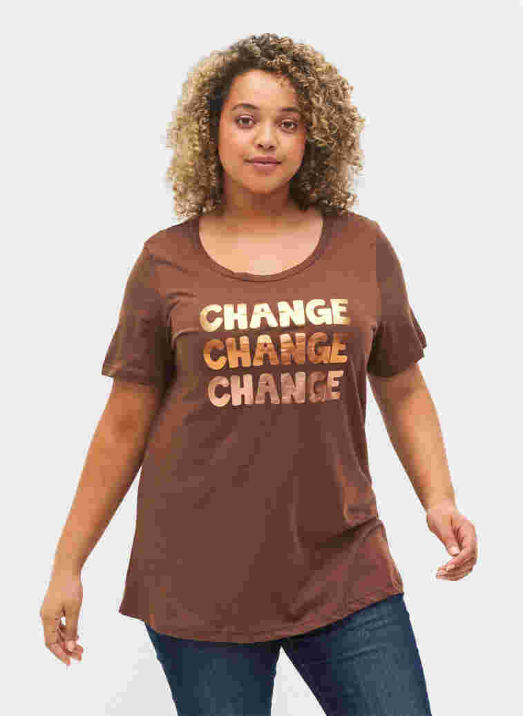 Short-sleeved cotton t-shirt, Chestnut Change, Model