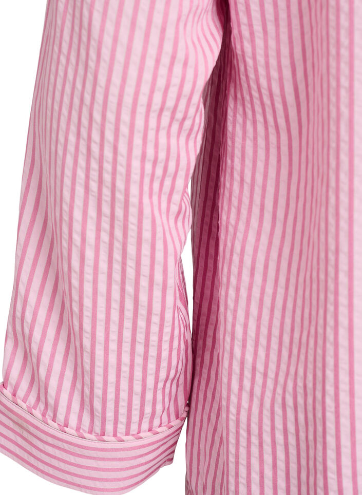 Seersucker pyjama shirt with long sleeves, Pink, Packshot image number 3