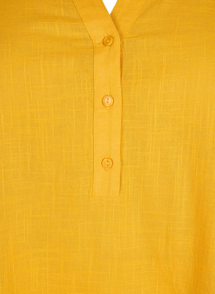 Cotton shirt blouse with v-neck, Golden Yellow, Packshot image number 2