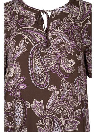 Short-sleeved viscose dress with print, Bracken Paisley, Packshot image number 2