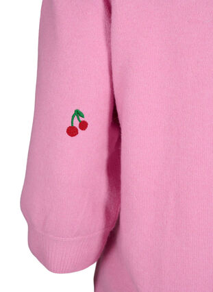 3/4 sleeve knitted blouse with lemons, B.Pink/Wh.Mel/Cherry, Packshot image number 3