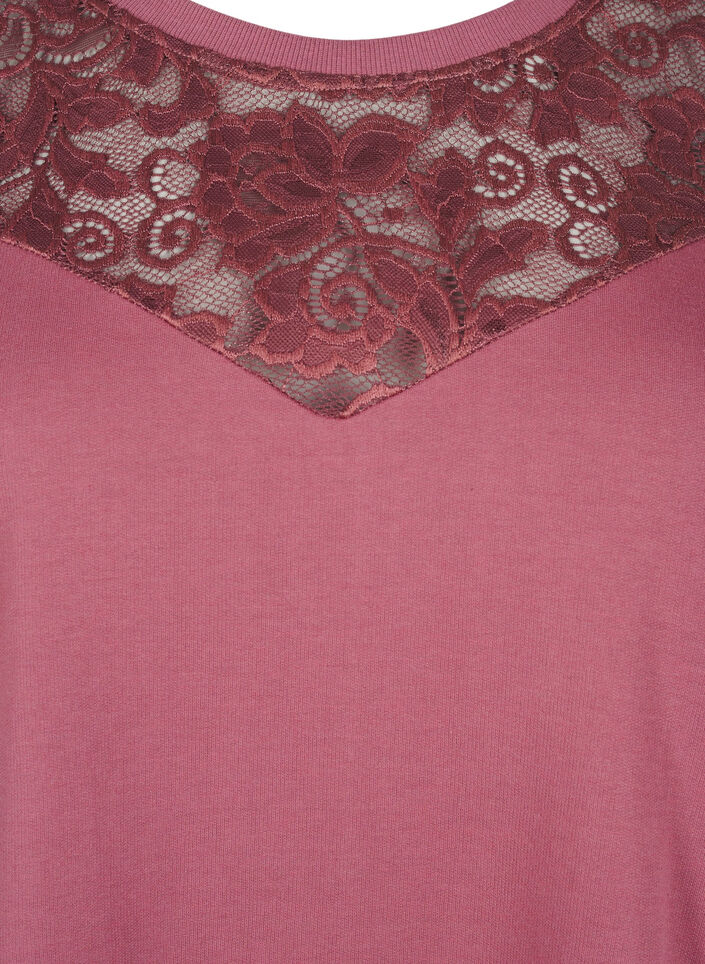 Sweatshirt with lace details, Rose Brown, Packshot image number 2