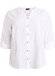 Cotton shirt blouse with V-neck, White, Packshot image number 0