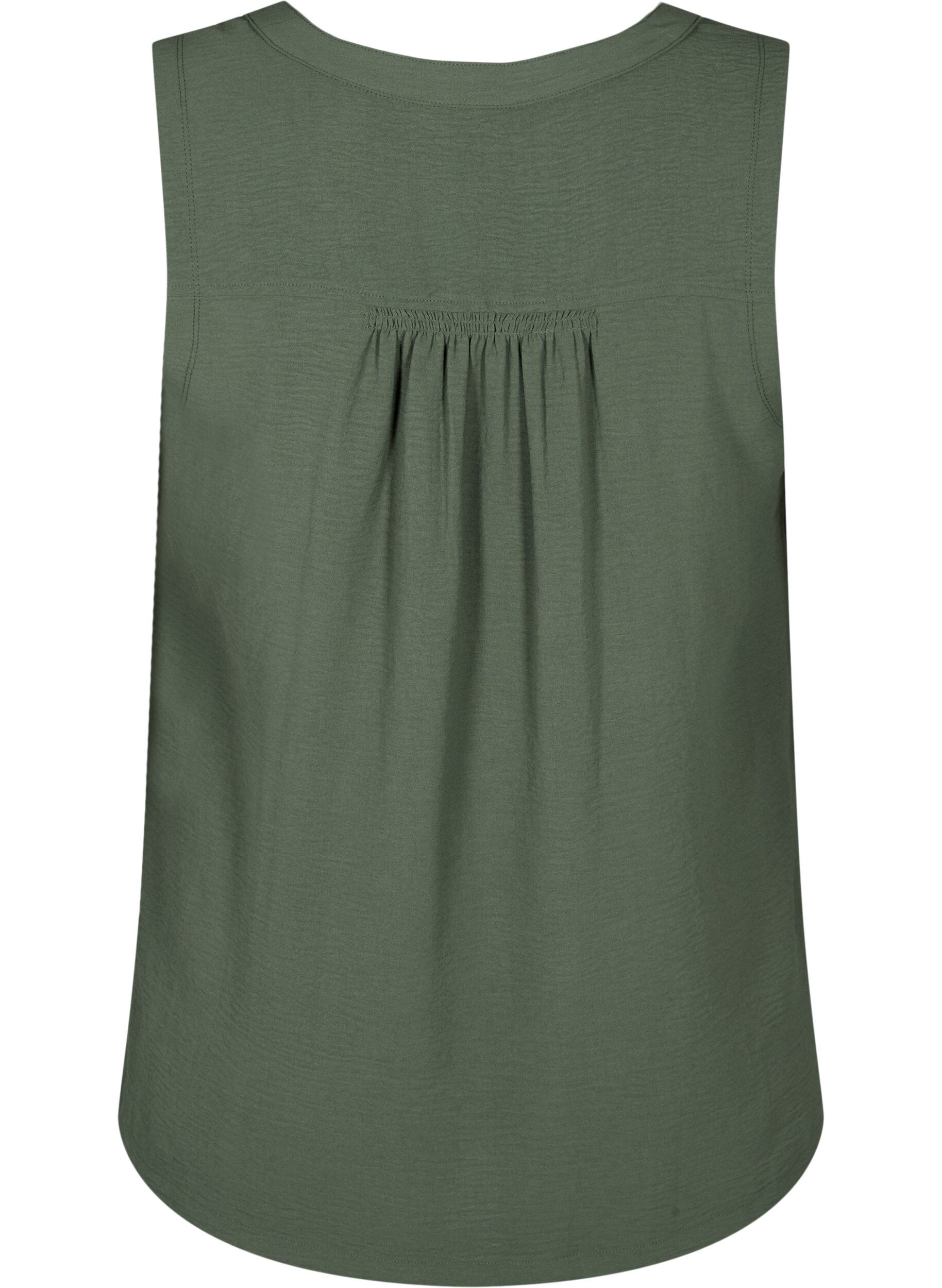 ZizzifashionSleeveless top with wrinkle details, Green, Packshot image number 1