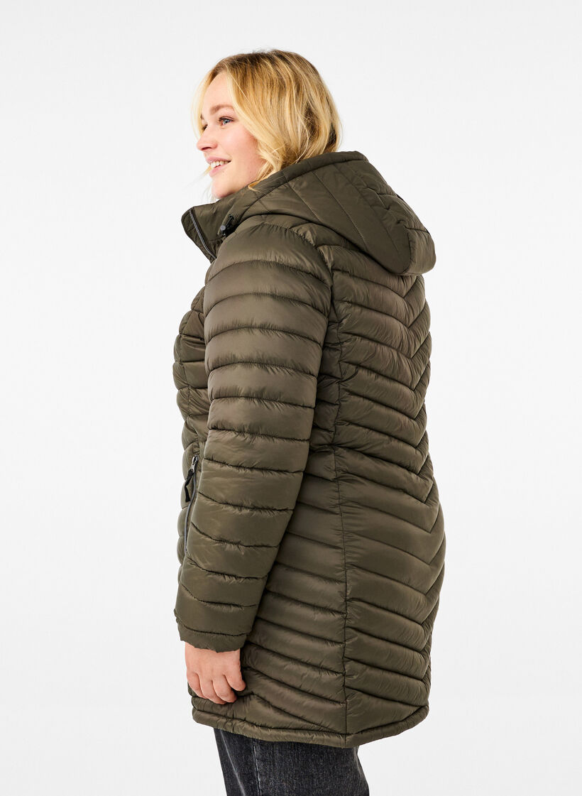 Lightweight jacket with pockets and detachable hood, Green, Model image number 2