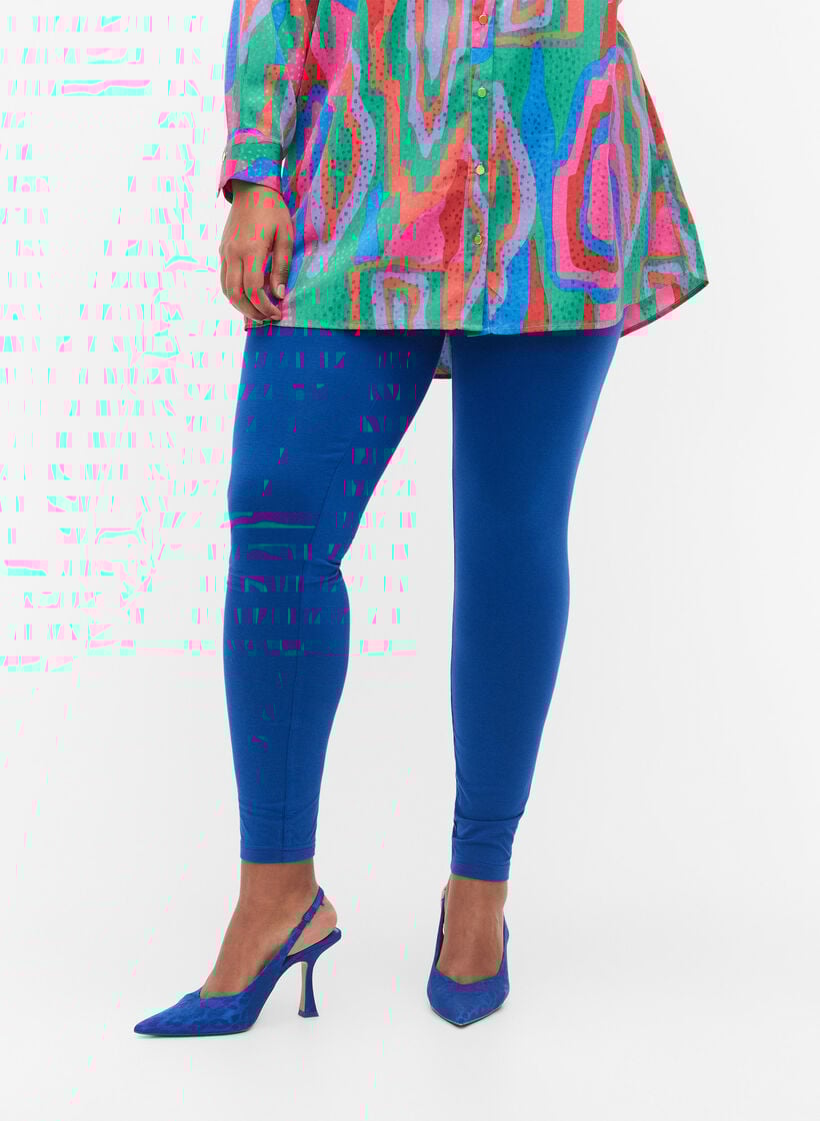 Basic viscose leggings, Blue, Model image number 3