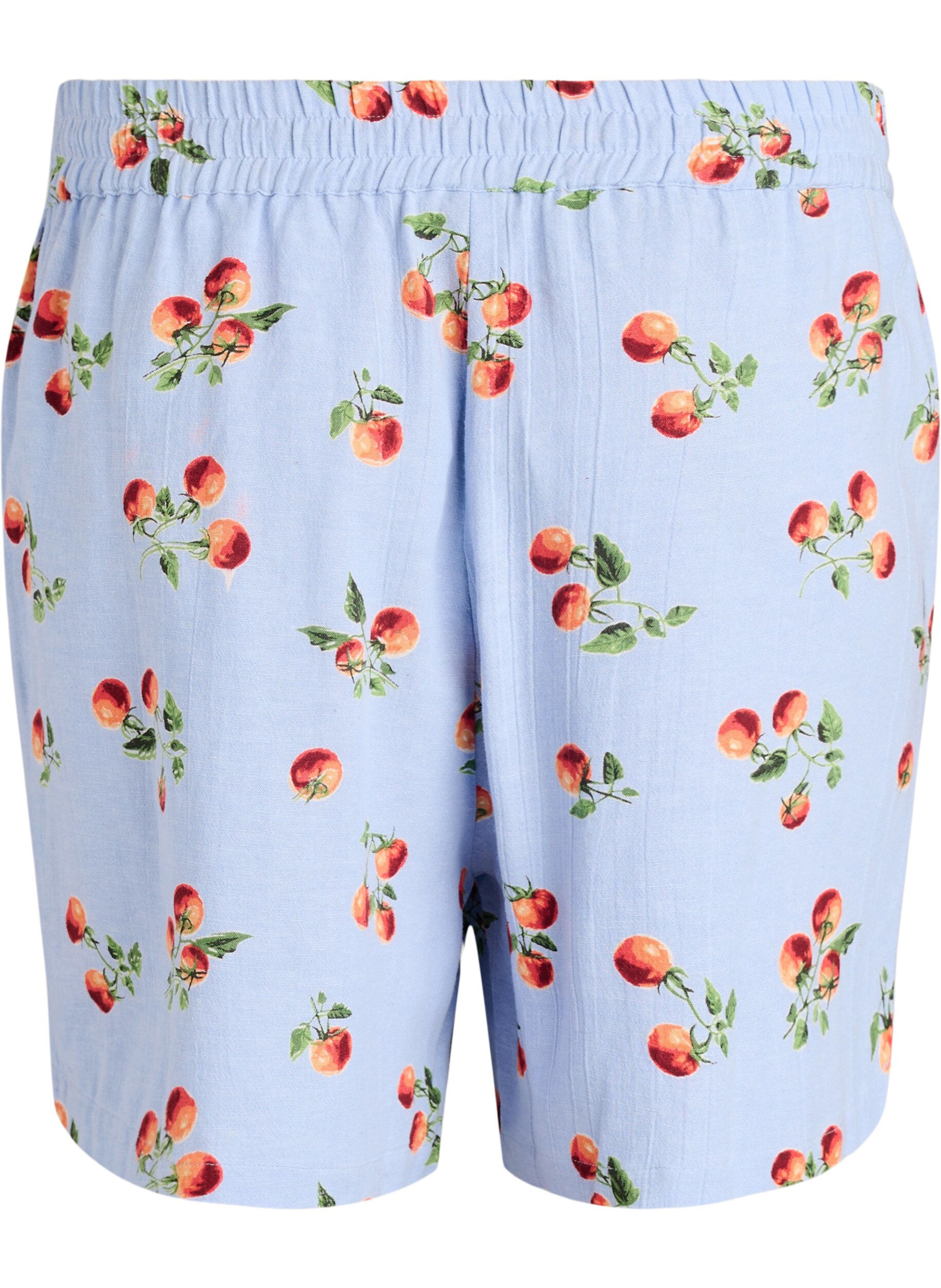 ZizzifashionCotton shorts with a tomato print and high waist, Light Blue, Packshot image number 1