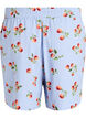 Cotton shorts with a tomato print and high waist, Light Blue, Packshot image number 1