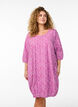 Short cotton dress with 3/4 sleeves and pockets, Purple, Model image number 0