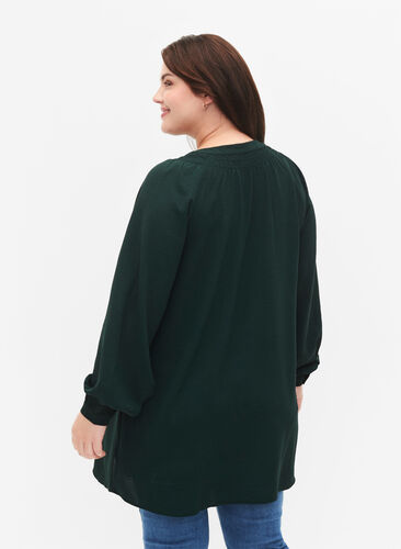 Long-sleeved tunic with smock details, Scarab, Model image number 1