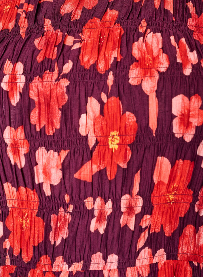 Dress with smocking and floral print, Purple, Packshot