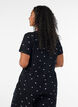 Pyjama top with floral print and ribbed texture, Black, Model image number 2