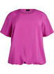 Short-sleeved blouse with elastic hem, Pink, Packshot image number 0