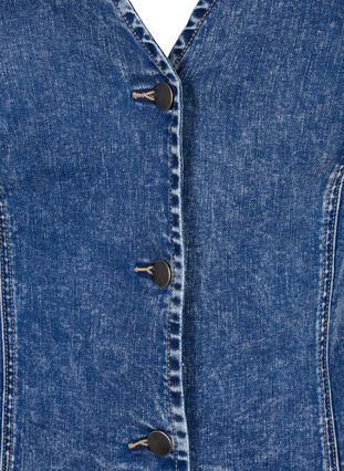 Slim fit denim vest with buttons, Blue Denim, Packshot image number 2