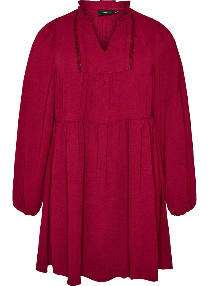 A-line dress with an empire line, Red, Packshot image number 0