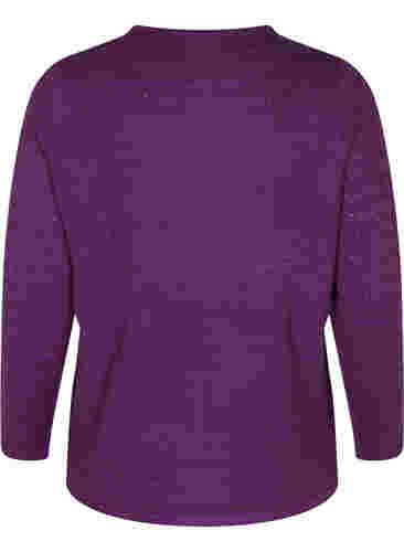 Textured knitted top with round neck, Amaranth Purple, Packshot image number 1