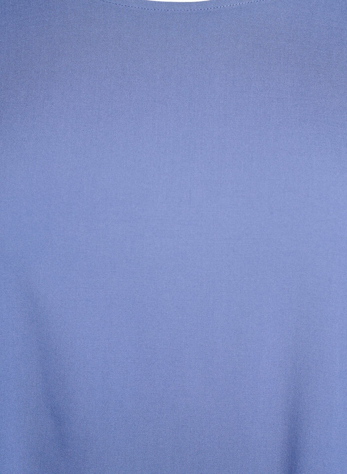Short-sleeved woven blouse with round neck, Blue, Packshot image number 2