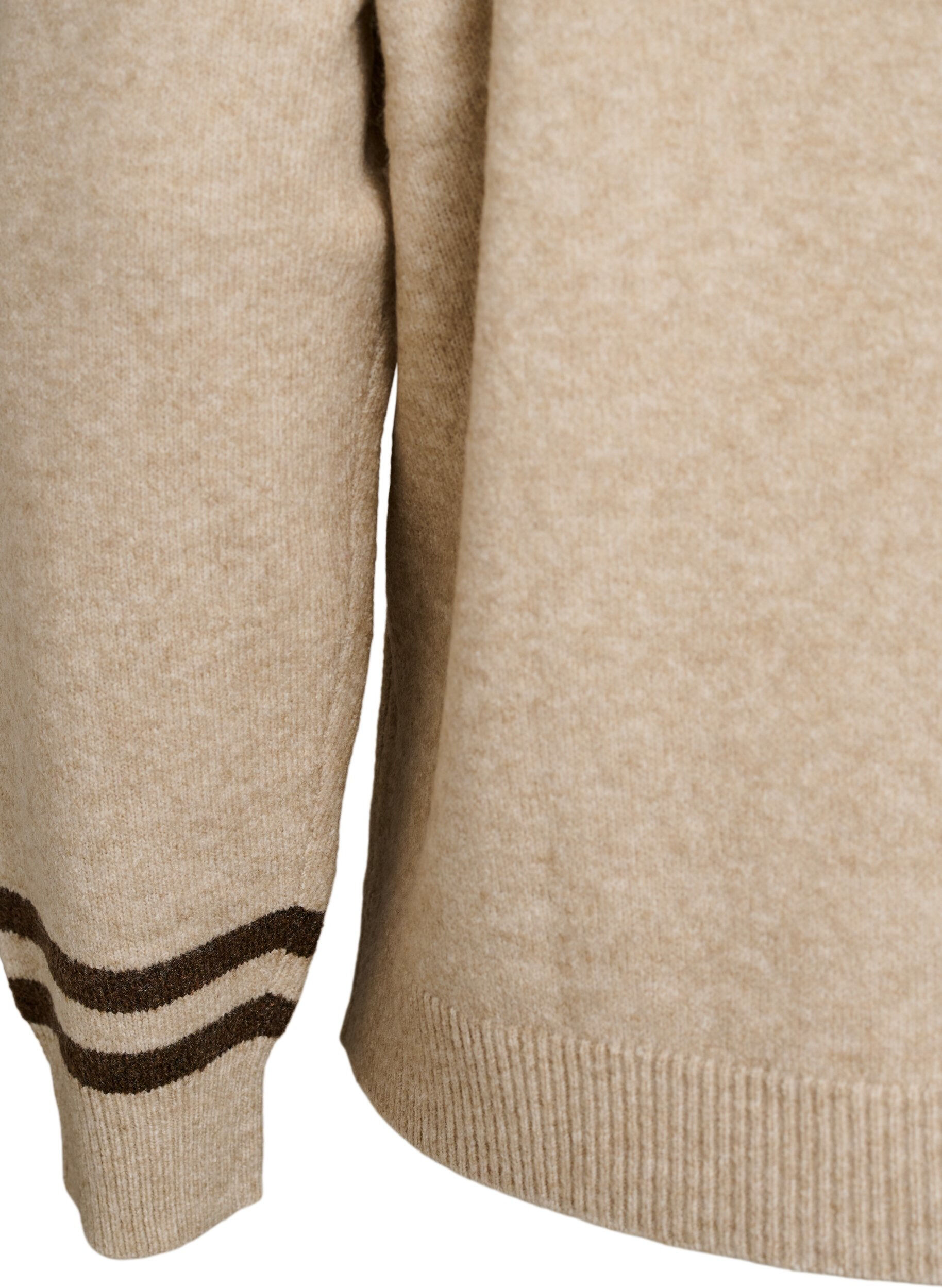 ZizzifashionJumper with logo and contrast stripes, Beige, Packshot image number 3