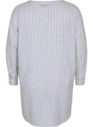 Striped tunic with v neck and buttons, Balsam Green Stripe, Packshot image number 1
