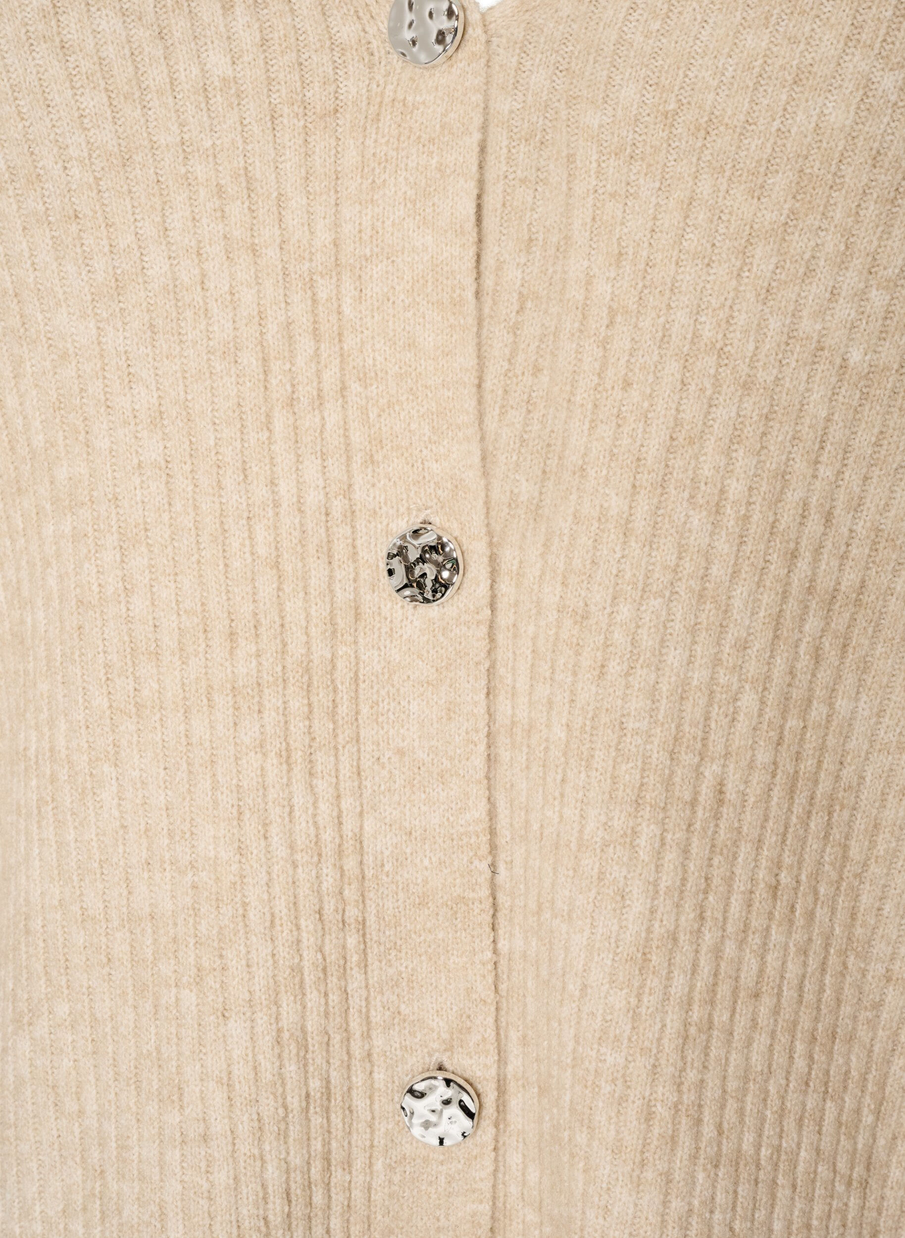 ZizzifashionCardigan with V-neck and ribbed texture, Beige, Packshot image number 2
