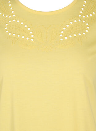 Short-sleeved t-shirt with broderie anglaise, Goldfinch Mel., Packshot image number 2
