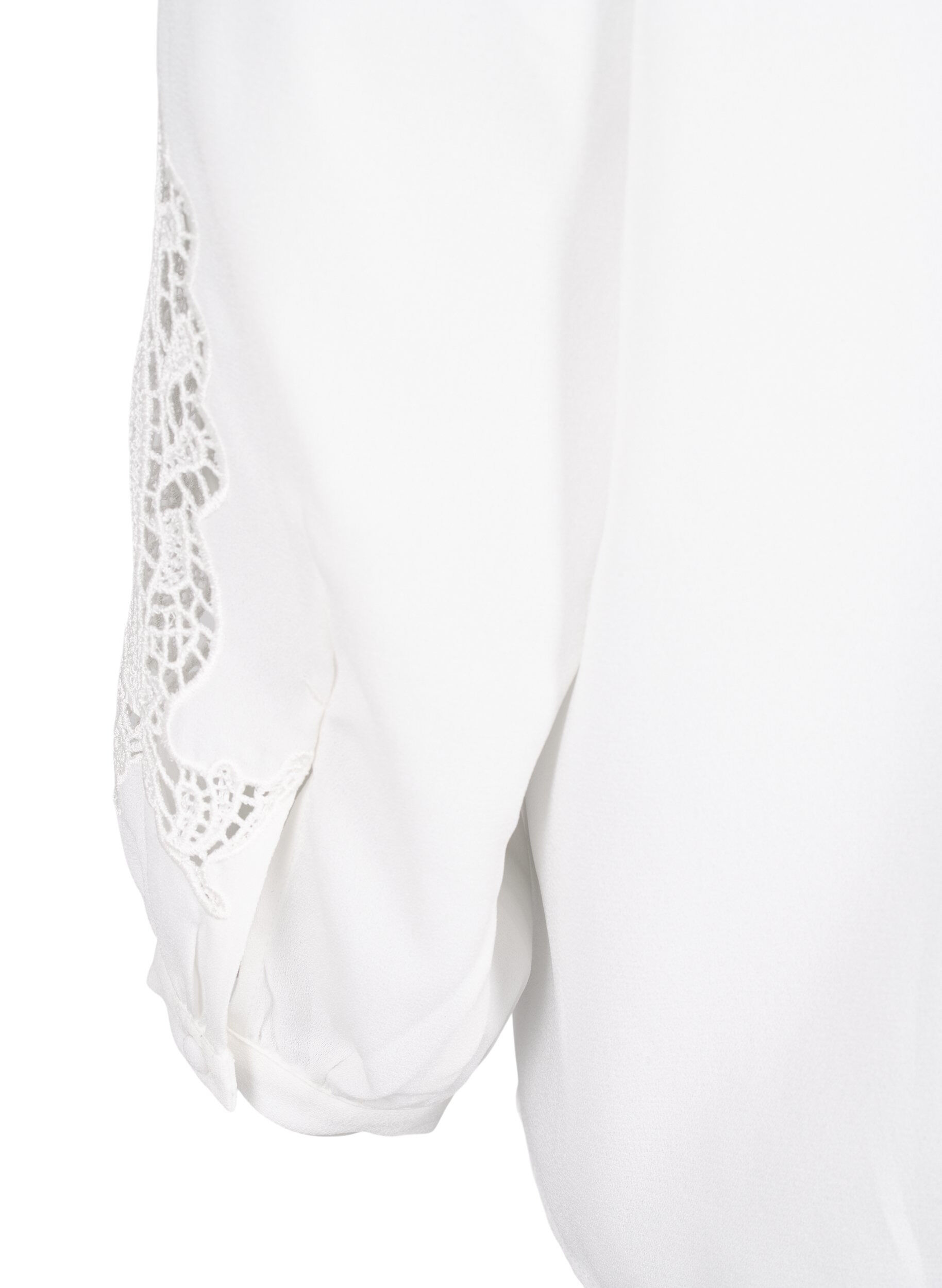 Zizzifashion Long sleeve blouse with crochet details, Bright White, Packshot image number 4