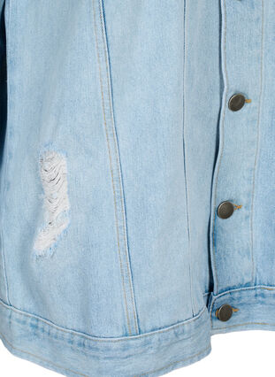 Loose fit denim jacket with worn details, Light blue denim, Packshot image number 3