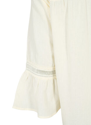 Organic cotton tunic with feminine details, Antique White, Packshot image number 3