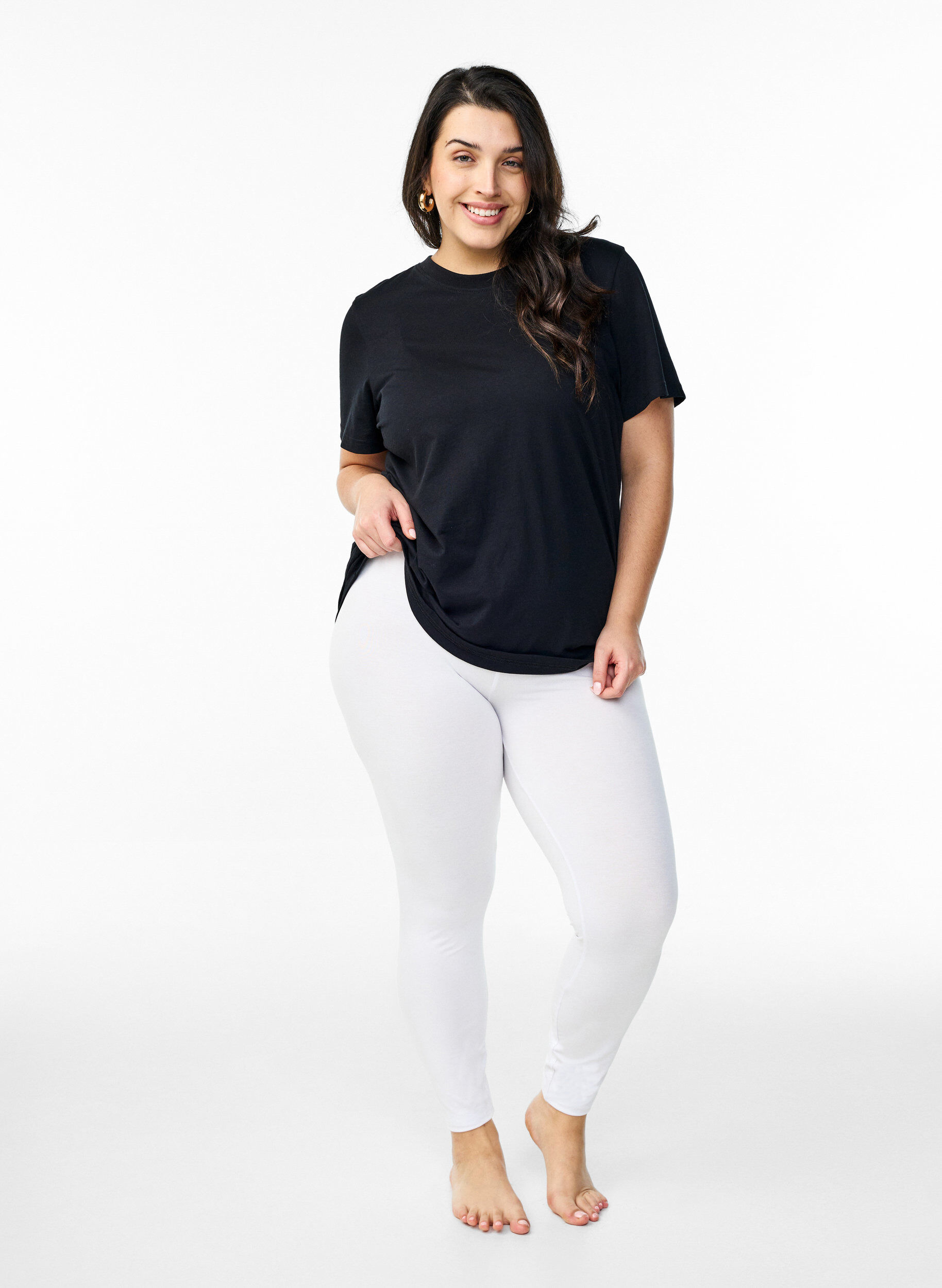 Zizzifashion Basic leggings in viscose, White, Model image number 1