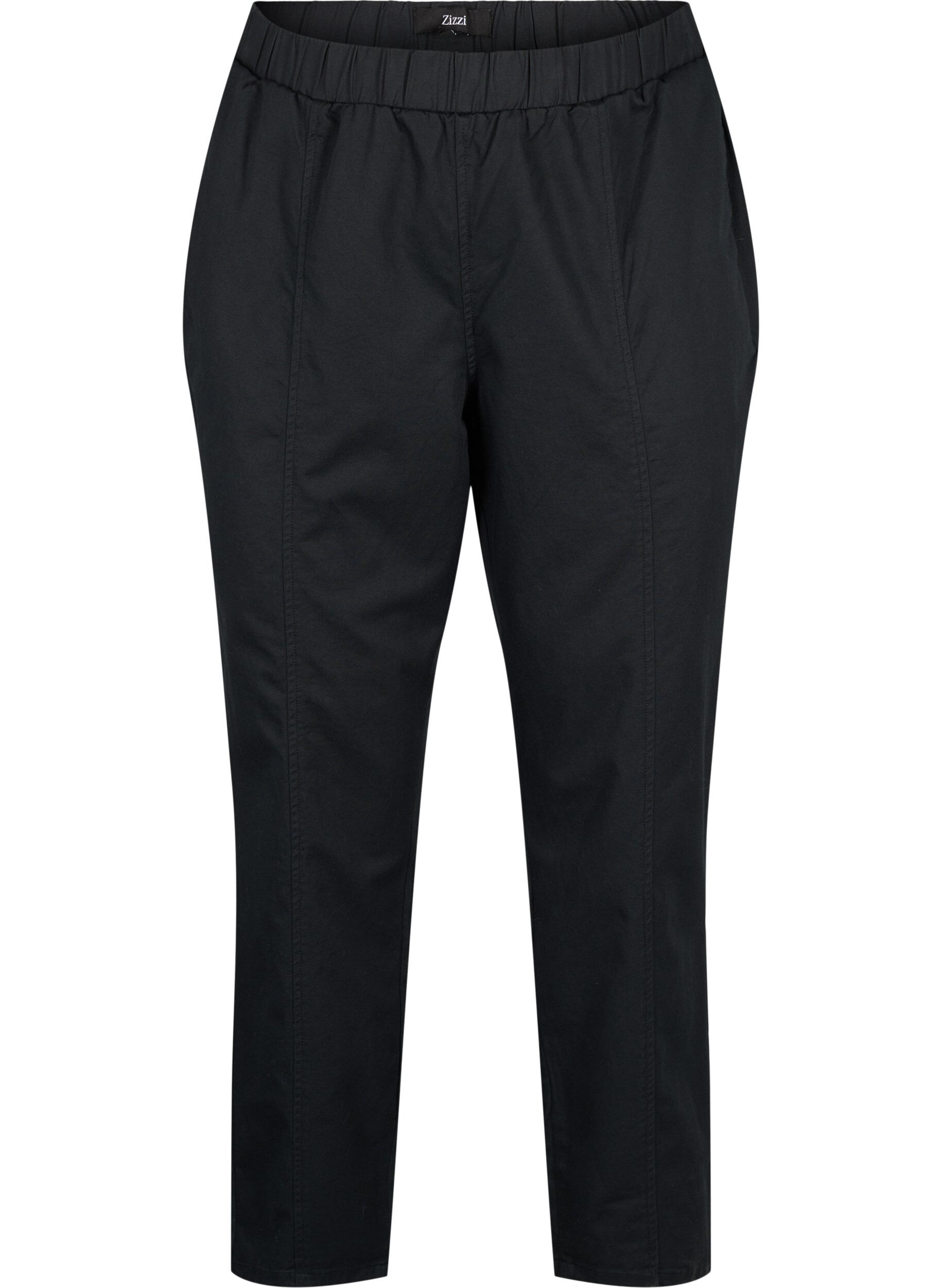 Zizzifashion Cotton and linen trousers with pockets, Black, Packshot image number 0
