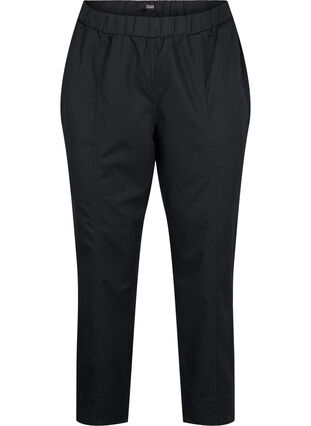 Cotton and linen trousers with pockets, Black, Packshot image number 0