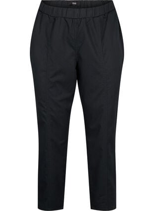 Cotton and linen trousers with pockets, Black, Packshot image number 0